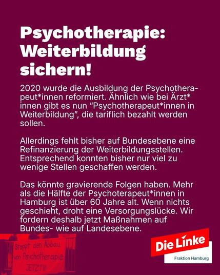 Grafik der Fraktion Die Linke Hamburg zur sogenannten Wohnkostenlücke bei Bürgergeldbeziehenden. Beschrieben wird, dass viele Menschen einen Teil ihrer Miete selbst zahlen müssen, weil die Unterkunftskosten des Jobcenters nicht ausreichen. Für 2024 werden rund 11.500 betroffene Bedarfsgemeinschaften in Hamburg genannt. Gefordert wird eine Anpassung der Mietobergrenzen an die tatsächlichen Wohnkosten. Unten ein Hamburger Stadtbild.